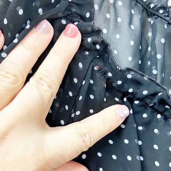 Oh Baby! Motherhood Maternity XL Womens Black Polka Dot Babydoll Blouse Top - Picture 3 of 8